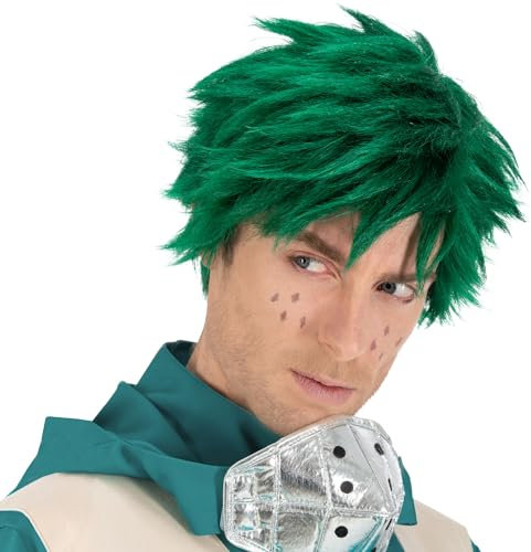Chaks - Deku Perücke Herren, offizielles My Hero Academia Kostüm Accessoire, grüne Anime Wig für Karneval & Comic Con