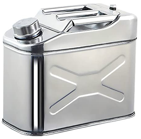 PILYON Verdickte Edelstahl-Benzinkanister für Benzin, Notfall-Benzin-Dieselkanister, Metall-Benzinkanister, Kraftstoffkanister mit flexiblem Ausguss für Autos, Boote,10L