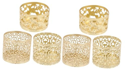 TOPBATHY 6pcs Wrought Iron Fan Shape Candle Holder Home Bar Restaurant Decor Delicate Design