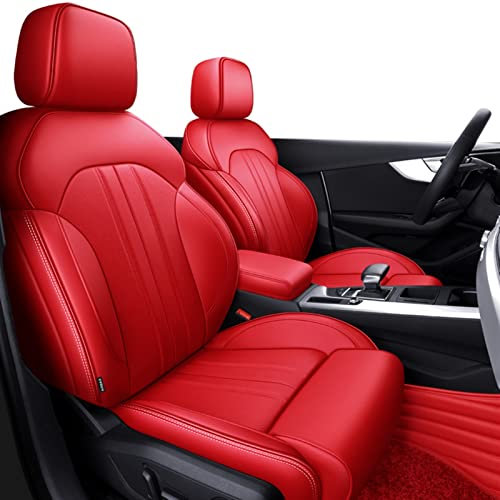 EKEGUY Autositzbezüg Schonbezüge Für A4 A6 Q3 Q5 Echtleder Autositzbezüge 5 Sitze Full Set Vorderer Rücksitz Schutzbezüge Sitzbezüge Autositz (Farbe : Rot)