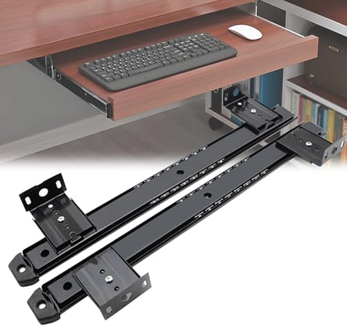 Tastaturauszug Schienen Schubladenführung Höhenverstellbar - 1 Paar Küchen Schubladenauszüge 350mm, Auszug Gesamtlänge Offen 570mm, Für Untertisch-Montage Schublade/Tastaturablage