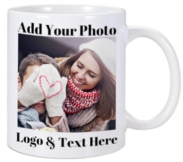 YUANOU 11OZ/330ml Tazze Personalizzate con Logo con Testo Fotografico, Tazza da caffè Esclusiva con Foto Tazze in Ceramica Tazza da Latte per Amici Regali di Coppia White,11OZ 330ML