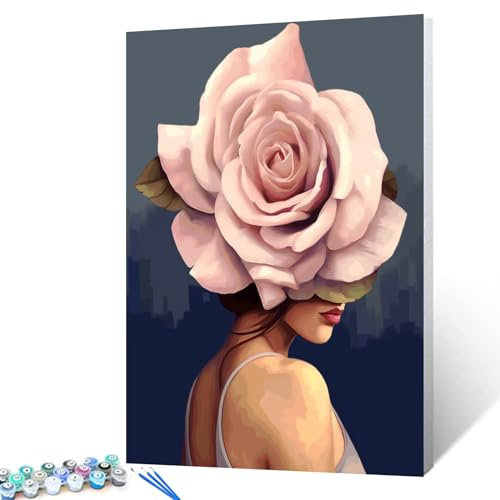 Walarky Malen nach Zahlen für Erwachsene und Anfänger auf Leinwand, abstrakte Blumen, Frauen, Ölgemälde nach Zahlen, Malerei, Wandkunst, Dekoration, 40,6 x 50,8 cm, rahmenlos