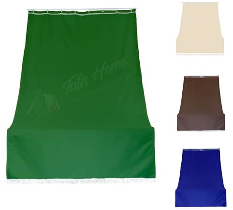 Tenda da Sole con Anelli per Esterno Tenda Parasole a Caduta Per Balcone Tessuto Resistente Tinta Unita Lavabile 140x300 cm Verde