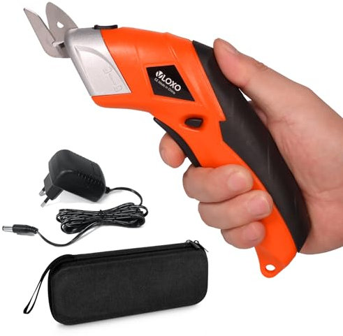 VLOXO Taglierina Elettrico Rotante Forbici Elettriche per Tessuti 4,2V Multi Cutter Mini Taglierino per il taglio di tessuto Pelle Cartone Moquette Pannolenci Giardinaggio Stoffa(Arancia)