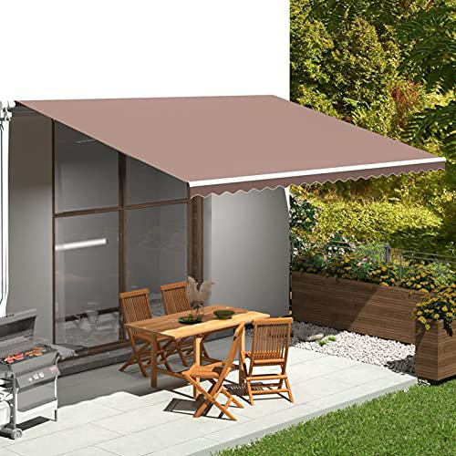 Rantry Casa Tessuto di Ricambio per Tenda da Sole Tenda da Sole per Esterno Tende da Sole per Balconi Tenda da Sole a Bracci Estensibili Tenda da Sole per Esterno a Caduta Marrone 5x3,5 m Casa Mobili