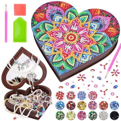 Gifts for 6 7 8 9 10 Year Old Girls: Arts and Crafts for Kids Age 5-12 Birthday Presents, Diamond Art Jewellery Box Craft for Girls, Diamond Painting Craft Kits Creative Activities Toys for Kids