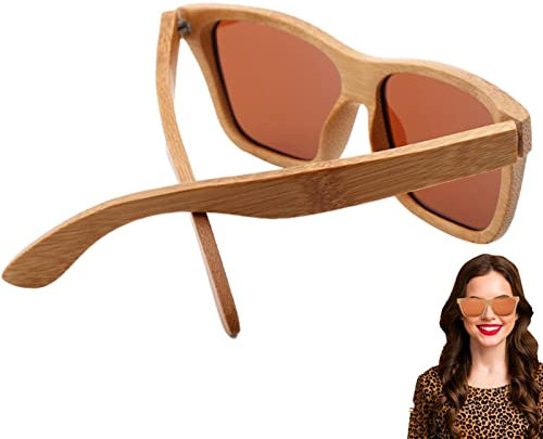 Sonnenbrillen mit Holzrahmen,Polarisierte Sonnenbrillen mit Holzrahmen,Retro-Sonnenbrille mit rechteckigem Holzrahmen - Rechteckige, klassische, polarisierte UV-Schutz-Sonnenbrille im Vintage-Stil, le