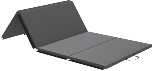 HOMCOM Dicke Falt Yoga-Matte 240x120x5cm Grau | Mit Griff, Bodenmatte, MMA, Sport, Fitness, Pilates, synthetischer Bezug