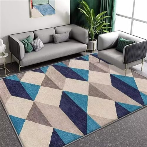 Kunsen bedroom accessories bedside rugs Non-fading Grey Blue Carpet Line Texture Decorative Bedroom Rugs Soundproofing floor covering protection 200X300CM