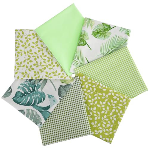 Qililandiy Baumwollstoff 100% Baumwolle Nähstoffe mit verschiedenen Muster Patchwork DIY Stoffpaket 46x56cm Zugeschnittene Stoff Quadrate zum Nähen Handwerk Deko (7 Stück Pflanzen)