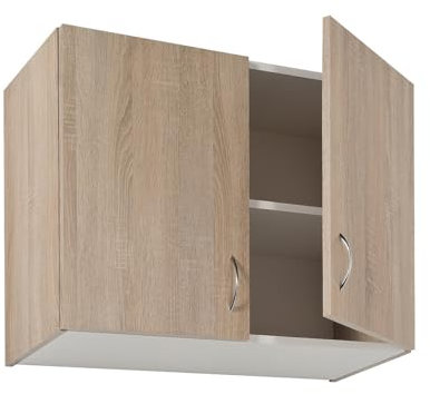 Deftrans Armario de Cocina Colgante Sonoma Roble 80 x 60 x 30 cm - Mueble Superior Con Dos Puertas para Almacenamiento, Baño o Medicina