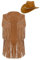 Jugaoge Damen Western Cowgirl Kostüm Wildleder Weste mit Fransen Cowboy Hut Retro Hippie Cosplay Motto Party Outfits Braun L