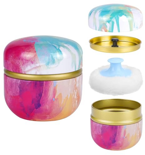 Yokilly Babypuder Dose Mit Puderquaste: Baby Puder Koffer Mit Powder Puff für Körperpuder - Zu Hause und Reisen Geeignet Puderdose für Talkum Puder und Lose Puder(Bunt)(Pulver Nicht Einschließen)