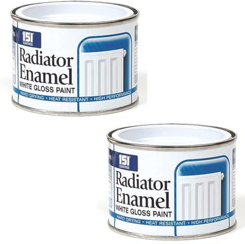 SOTL® 2X Radiator Enamel White Gloss Paint, 180ml – Heat Resistant, Durable Hard Drying Finish, Restores & Protects Radiators – Quick-Drying High Gloss for Radiator & Metal Surfaces