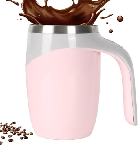LearnLyrics Taza agitadora automática con tapa Taza agitadora magnética automática recargable por USB Taza agitadora eléctrica de 380 ml para café Acero inoxidable Magnético automático para café