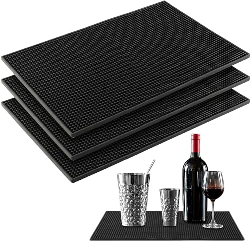 MUKSUET 4 Pack 45x30cm (18x12 Inch) PVC Bar Mat, Non-Slip Service Mat for Bartenders, Leak Proof Spill Mat, Easy to Clean Beer Mats for Home Bars, Coffee Shops, Restaurants, Kitchen Countertops