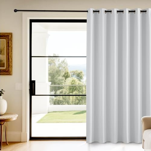 KGORGE Raumteiler Thermovorhang Gegen Kälte 200cm Breit Gardinen Weiß Blickdicht - 1 Stück H 210 x B 200 cm Wohnzimmer Ösenvorhang Extra Breite Vorhang Grauweiß