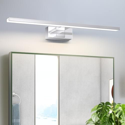 Homefire LED Spiegelleuchte Bad Spiegellampe -12W Badleuchte Wand 60CM Wandlampe Badezimmer Wasserdicht IP44 Wandleuchte Chrom Modern Neutralweiß 4000K Badlampe Wandmontage für Keller Küche Badschrank