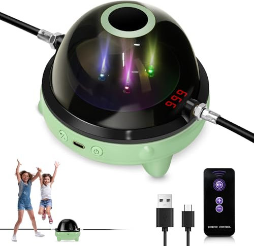 Elektronische Springseil mit Bluetooth Musik & LED, 10 Geschwindigkeitsstufen Seilspringen Automatisch Seilmaschine mit Fernbedienung, Elektrische Springseilmaschine für Kinder & Erwachsene