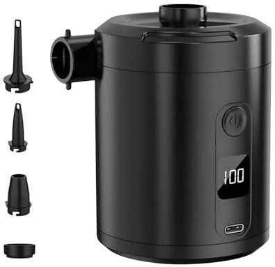 yanzisura Mini Pompe À Air Portative | pour Camping et Randonnée,Batterie Électrique 5200mAh 4000Pa Gonfleur Déflateur Rapide pour Piscine Plage Voyage Maison Garage Road Trip