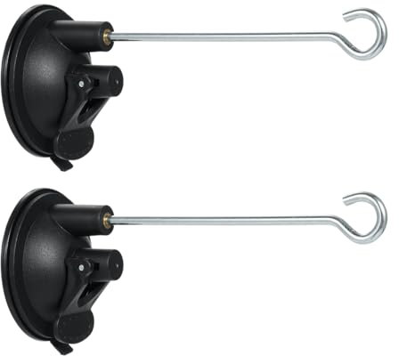 Baxnore 4 Pack Window Suction Cup Hangers, Heavy Duty ABS Hooks for Bird Feeders Wind Chimes, 2.68 in Adhesive Suction with Lock Mechanism, Indoor/Outdoor Decoration (2 Pack)