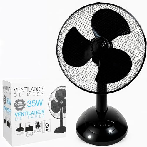 PS PROUTHS Ventilador de Mesa, Oscilante con 3 Velocidades, Ventilador de Sobremesa 35W con Área de Cobertura Amplia, Anti-Vuelco, Portátil, Ventilación, Hogar, Oficina, Habitación, Salón