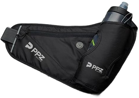 PPZ Sport Hüfttasche mit Trinkflaschenhalter – Bequemer Laufgürtel für leichtes Joggen, Walking & Outdoor-Aktivitäten(Black)