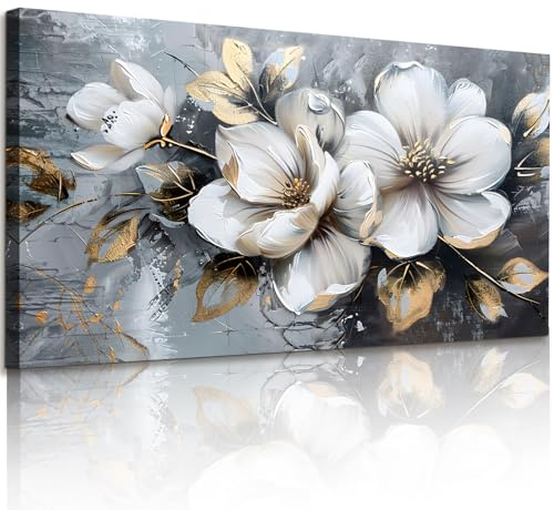 JHHUAMO Leinwand Bilder Moderne Blumen Wohnzimmer Schlafzimmer 73x146 cm | Blumenmuster, Exquisite Handwerkskunst, Hochauflösender Druck, Einfaches Aufhängen, Vielseitig Einsetzbar