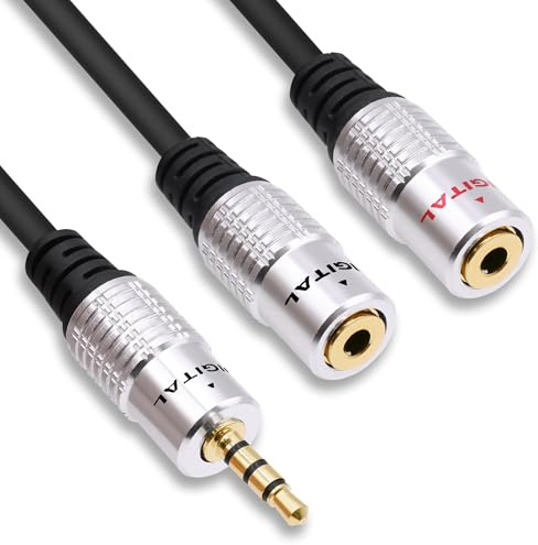 YARCHONN 3,5mm Kopfhörer Aux Splitter Audio Y Kabel Adapter 3,5 mm TRRS Stereo Mikrofon Verlängerungskabel für Telefone Tablet Spielekonsole-0,5M / 1,64FT (1 Stecker auf 2 Buchse)