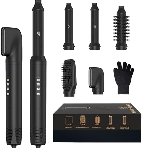 OKWRAP Haarstyler Hairstyler 5 in 1 Hair Styler110000 U/MIN Airbrush 5 in 1 | Airbrush 5 in 1 Warmluftbürste Rundbürstenföhn Föhn Lockenstab Glättbürste Airstyler für Trocknen, Glätten, Locken