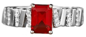 Whoiy Weissgold Ringe für Damen 750 Echt, Verlobungsringe mit 1ct Kreierter Rubin Eheringe 18k Echt Gold Elegant Trauring Größe 61 (19.4)