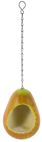 Mobestech Outdoor Hanging Pear Shaped Bird Feeder Resin Fruit Feeding Bowl for Garden Tree Decoration Suitable for Parrots Finches Sparrows Backyard