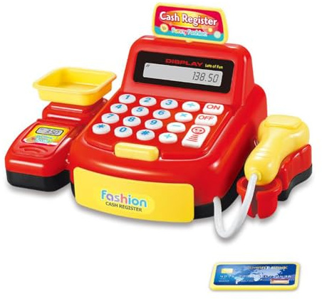 TARSHYRY Spielzeug-Registrierkasse für mit Funktionierenden Lichtern und Geräuschen. Lustiges Lern-Kassierer-Spielset für Kleinkinder, Lehrreiches Rollenspiel mit Geld (TARSHYRYgv