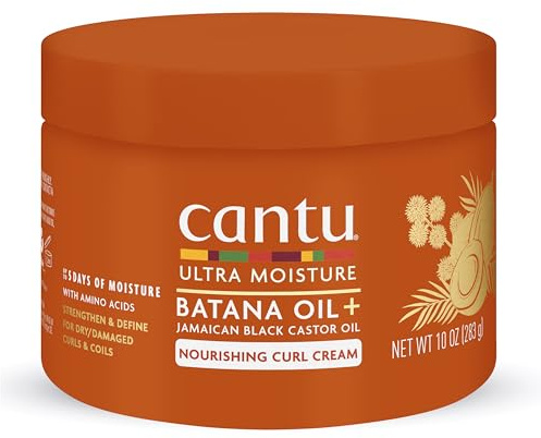 Cantu Ultra Moisture Nourishing Curling Cream with Batana Oil + Jamaican Black Castor Oil, 10 oz