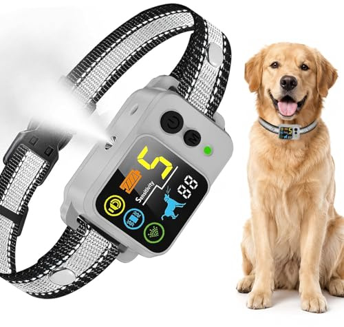 Collare Antiabbaio Cane Spray Citronella, 5 Modalità Regolabili | Bip Vibrazione e Spray, Sensibilità 0-5, Rilevamento Intelligente Abbaio, Collare Addestramento Cani Piccoli, Medi e Grandi