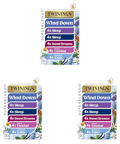 Twinings Wind Down Collection Tea Selection for Relaxation, Sleep, Calm & Unwind, 20 Tea Bags (Pack of 3)