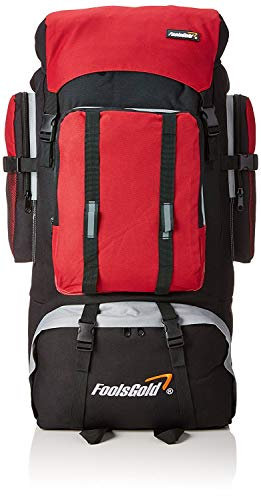 Foolsgold Extra große Trekkingrucksack Wanderrucksack mit doppeltem Zugang -Rot
