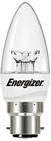 Energizer B22 Dimmable Candle LED Light Bulb - 6.2W. Warm White 2700K, 470 Lumen Energy Saving Lightbulb - Large Bayonet (Bc)