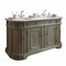 Loberon Waschtisch Pembroke, in Handarbeit Gefertigt, Zwei Waschbecken, Elegante Schubladenblende, mit Antik-Finish, Badmöbel, Tannenholz, Marmor, Keramik, grau/weiß
