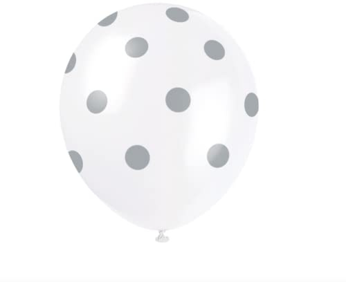 Silver Dotted Latex Balloons (30cm) Pack of 6 - Perfect for Celebrations and Parties