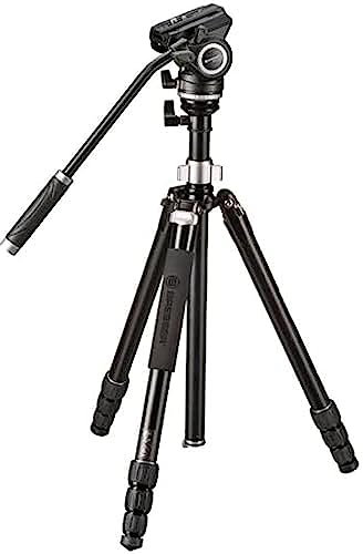 Bresser Bx-5 Pro, Trípode para cámara de vídeo (con función monopié y rótula de Fotos, Capacidad de Carga de hasta 5 kg), argénteo/Negro