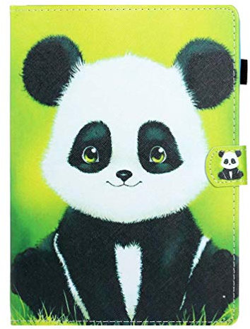 AIFILLE Protection Tablette 10.1 Universelle Enfant Animaux Motif Panda Cute Folio Flip Support Coque Pochette Etui a Rabat Cuir PU Carte Slots Antichoc Full Body Protecteur Housse Tablette 10 Pouces