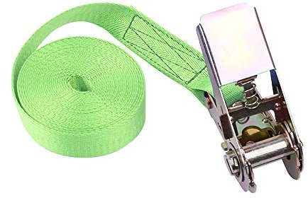 Sangle d'arrimage à cliquet - De 1 à 10 m - Avec boucle en métal - 6 couleurs - Sangle à cliquet très résistante - 828 kg - Rouge/jaune/bleu/vert militaire/noir/gris