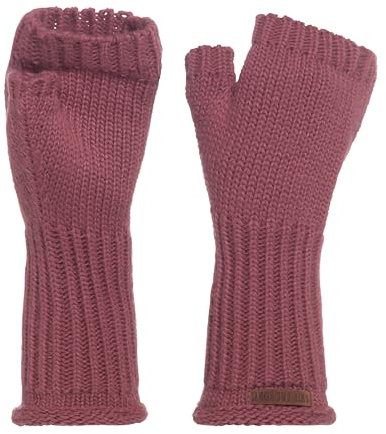 KNIT FACTORY - Cleo Handstulpen - Fingerlose Handschuhe - Gestrickte Handschuhe für Winter - Damen Handstulpen aus Wolle - Hochwertige Qualität - Stone Red