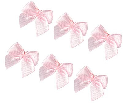 EXCEART 100 Pcs Mini Satin Ribbon Bows Flowers Sewing Appliques Scrapbooking Embellishment for DIY Craft Wedding Gift Hair Clip Bowknot Decoration 2. 2 x 2cm Pink