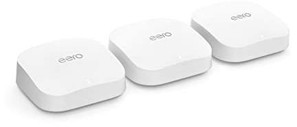 Amazon eero Pro 6E mesh wifi system - Supports internet plans up to 2.5 Gbps, Coverage up to 6,000 sq. ft., Connect 100+ devices, 3-pack