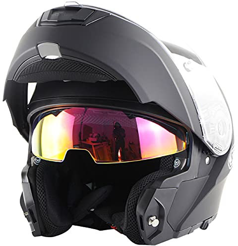 ZLYJ Modularer Motorradhelm Integrierter Klapphelm, ECE-zertifizierter modularer Motorradhelm mit Doppelvisier-Crash-Integralhelm A,XXXXL(65-66cm)