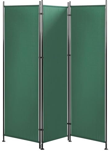 Paravent Séparateur de Pièce 3 Volets en Tissu Vert 160 x 170 cm pour Intérieur au Design Moderne Beliani