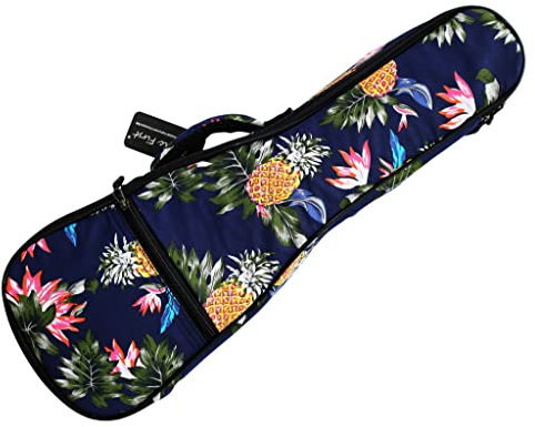 MUSIC FIRST Ukulelen-Koffer, Motiv Ananas, aus Leinen, für 53,3 cm (21 Zoll) Sopran-Ukulele, Ananas)